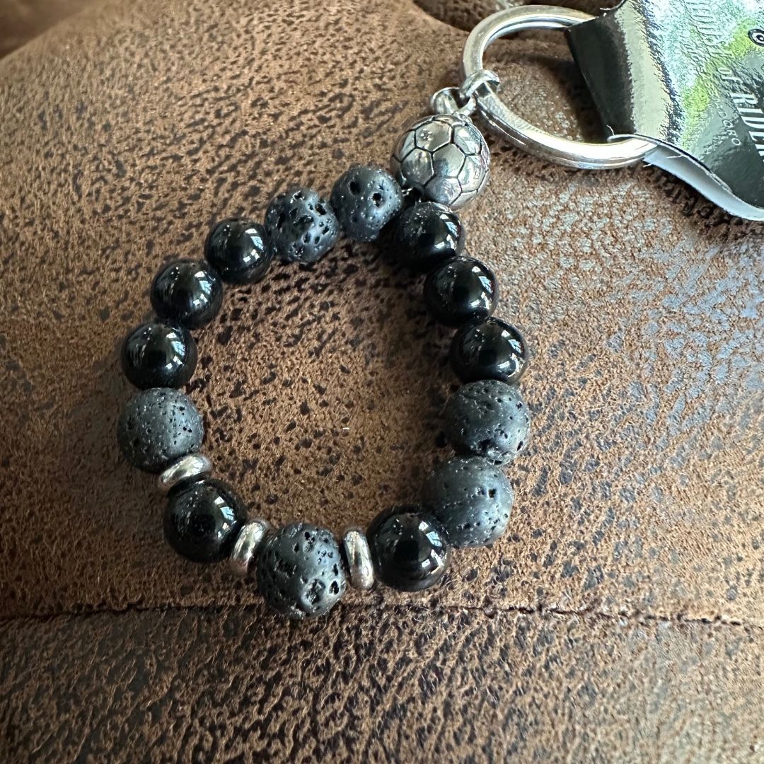 HOUSE OF RIDERS Keychain with Black Beads