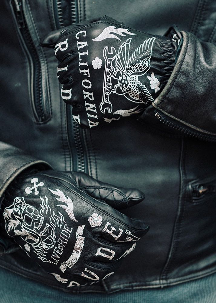 RUDE RIDERS Tattoo Black Gloves