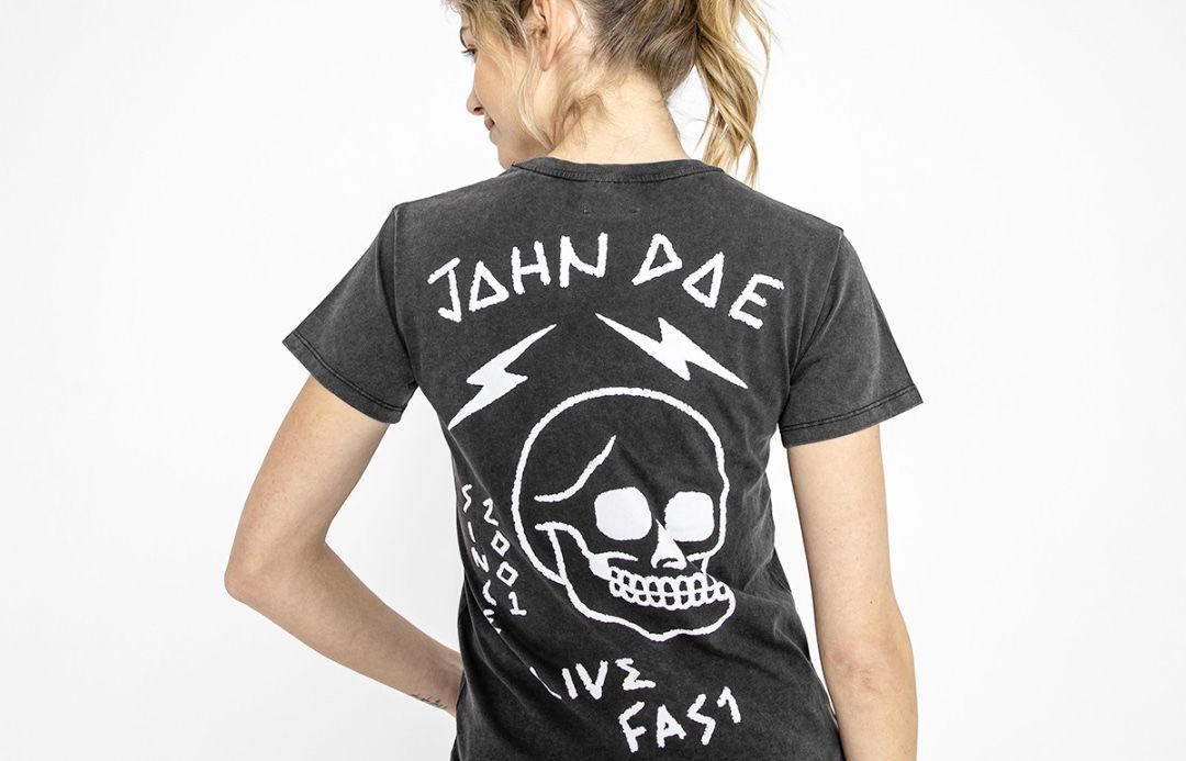 JOHN DOE T-Shirt LIVE FAST SKULL FADE OUT SCHWARZ