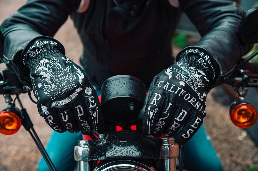 RUDE RIDERS Tattoo Black Gloves