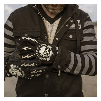 HOLY FREEDOM TOOLS Motorcycle Glove, BLACK/WHITE
