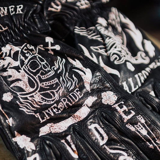 RUDE RIDERS Tattoo Black Gloves