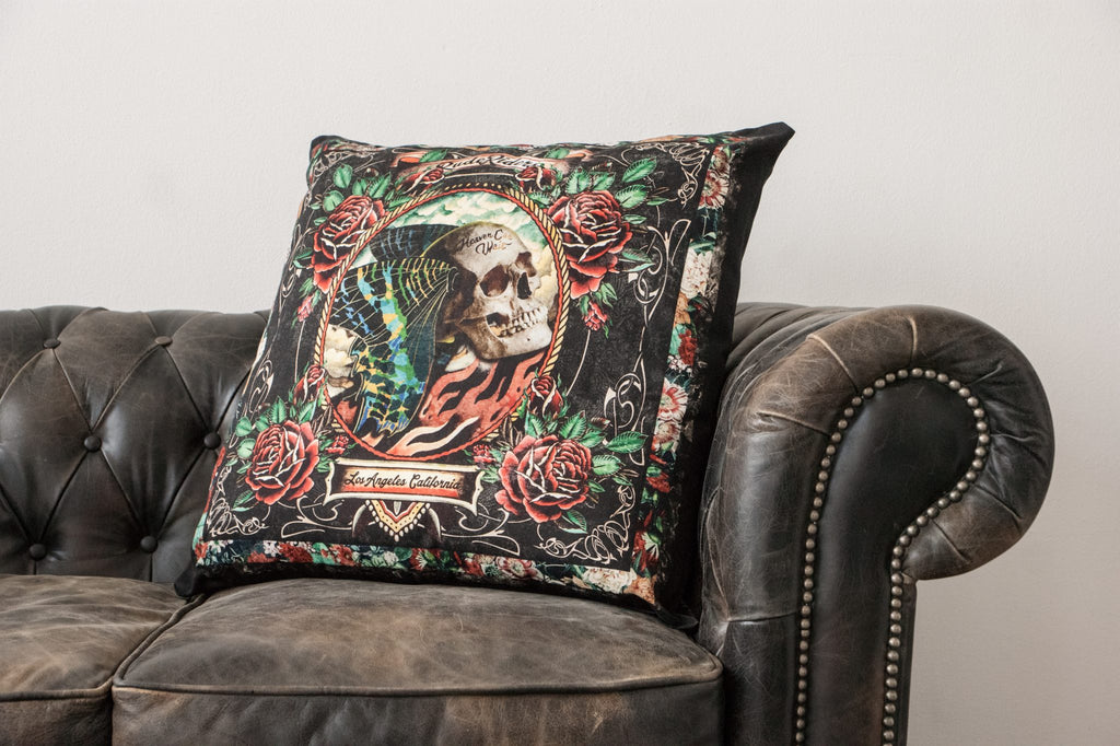 Skull & Butterfly Decorative Cushion