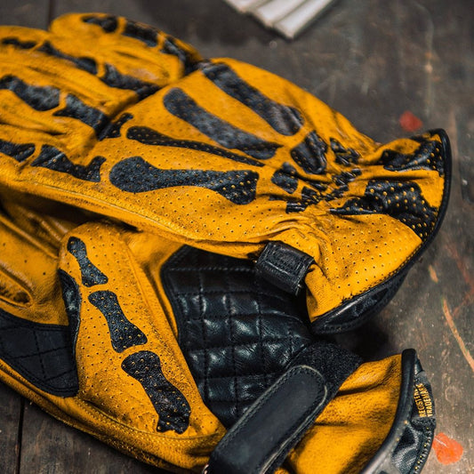 RUDE RIDERS BONES YELLOW Gloves