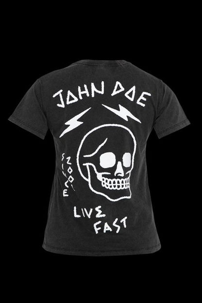 JOHN DOE T-Shirt LIVE FAST SKULL FADE OUT SCHWARZ
