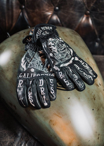 RUDE RIDERS Tattoo Black Gloves