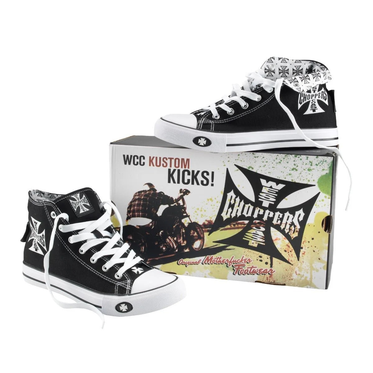West Coast Choppers Warrior Hi-Tops – Schwarze Canvas-Schuhe