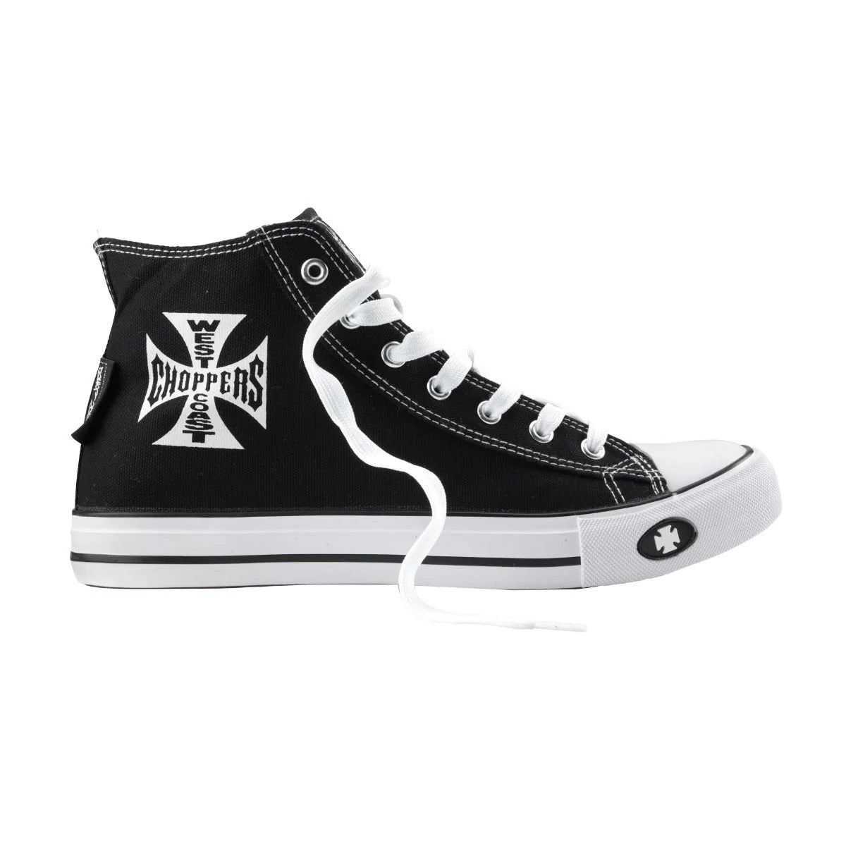 West Coast Choppers Warrior Hi-Tops – Schwarze Canvas-Schuhe