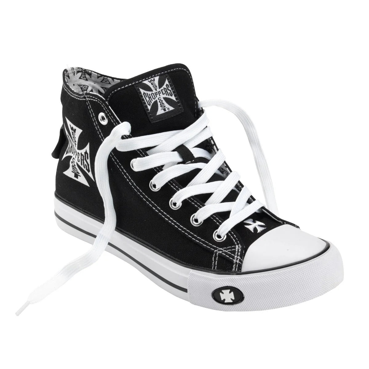 West Coast Choppers Warrior Hi-Tops – Schwarze Canvas-Schuhe